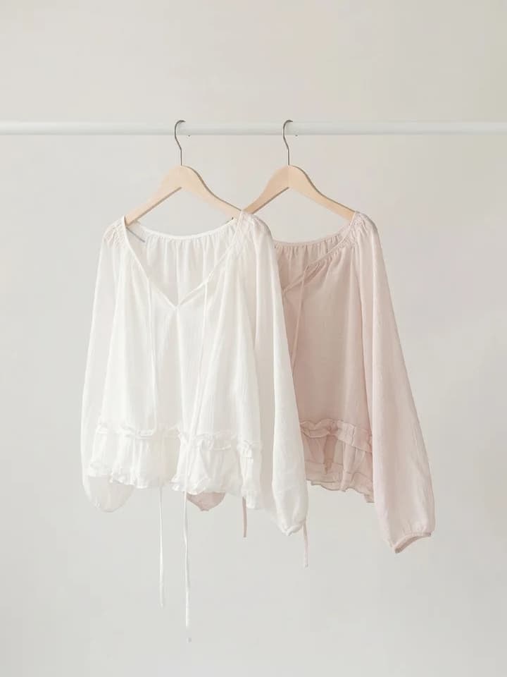 chic 한 부서 이른 가을 프랑스식 부드러운 패션 연령 감소 프릴 레이스업 루즈핏 느긋한 긴팔 셔츠 맨위 이미지 4