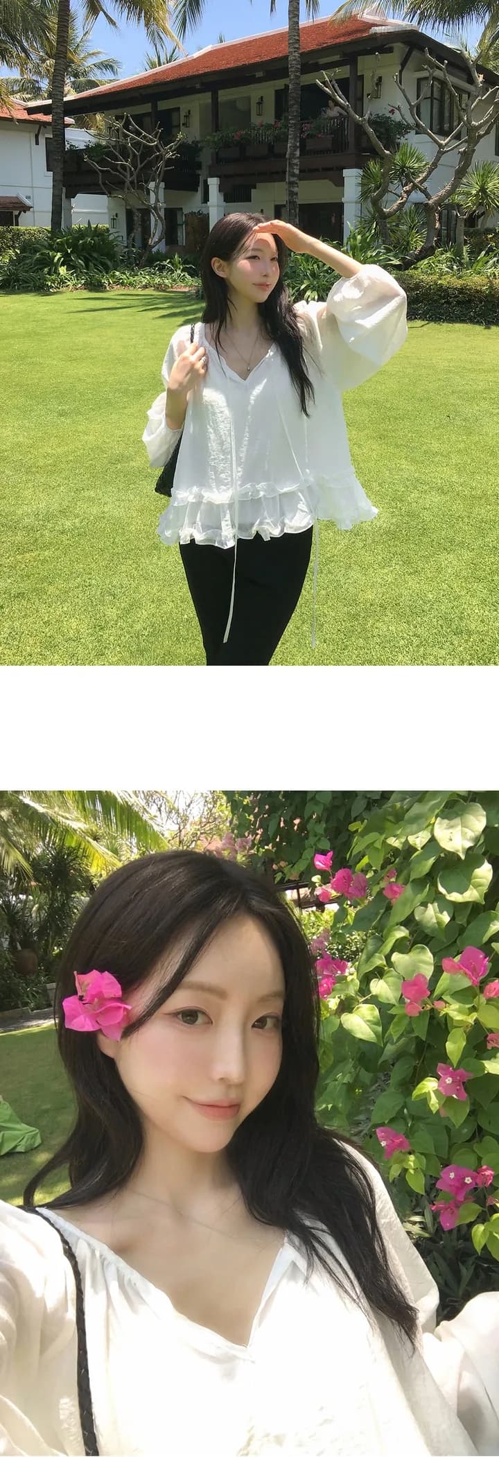 chic 한 부서 이른 가을 프랑스식 부드러운 패션 연령 감소 프릴 레이스업 루즈핏 느긋한 긴팔 셔츠 맨위 상세 이미지 2