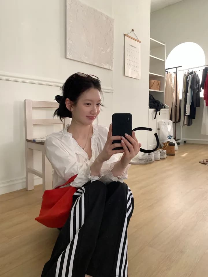 chic 한 부서 이른 가을 부드러운 연령 감소 패션 목이버섯 레이스 V넥 나비 매듭 긴팔 Chic 셔츠 맨위 상세 이미지 31
