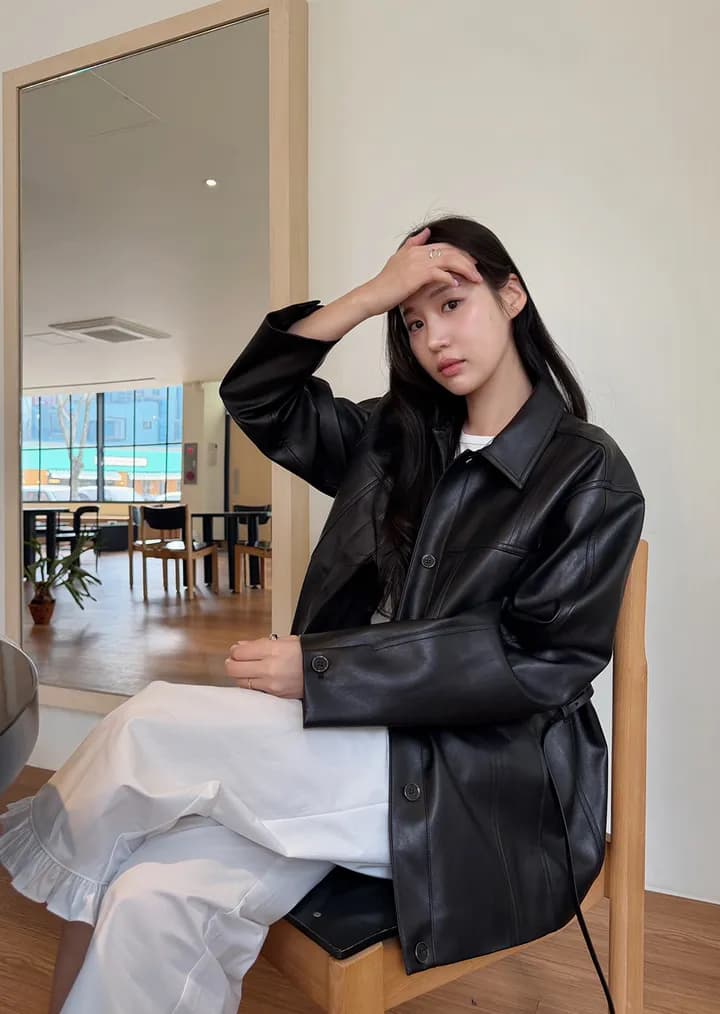 chic 한 부서 이른 가을 부드러운 패션 세 버클 연령 감소 프릴 캐주얼 미니멀리즘 7부 바지 스트레이트 바지 상세 이미지 2