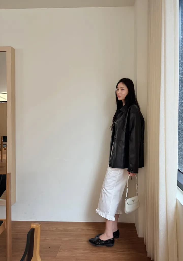 chic 한 부서 이른 가을 부드러운 패션 세 버클 연령 감소 프릴 캐주얼 미니멀리즘 7부 바지 스트레이트 바지 상세 이미지 5