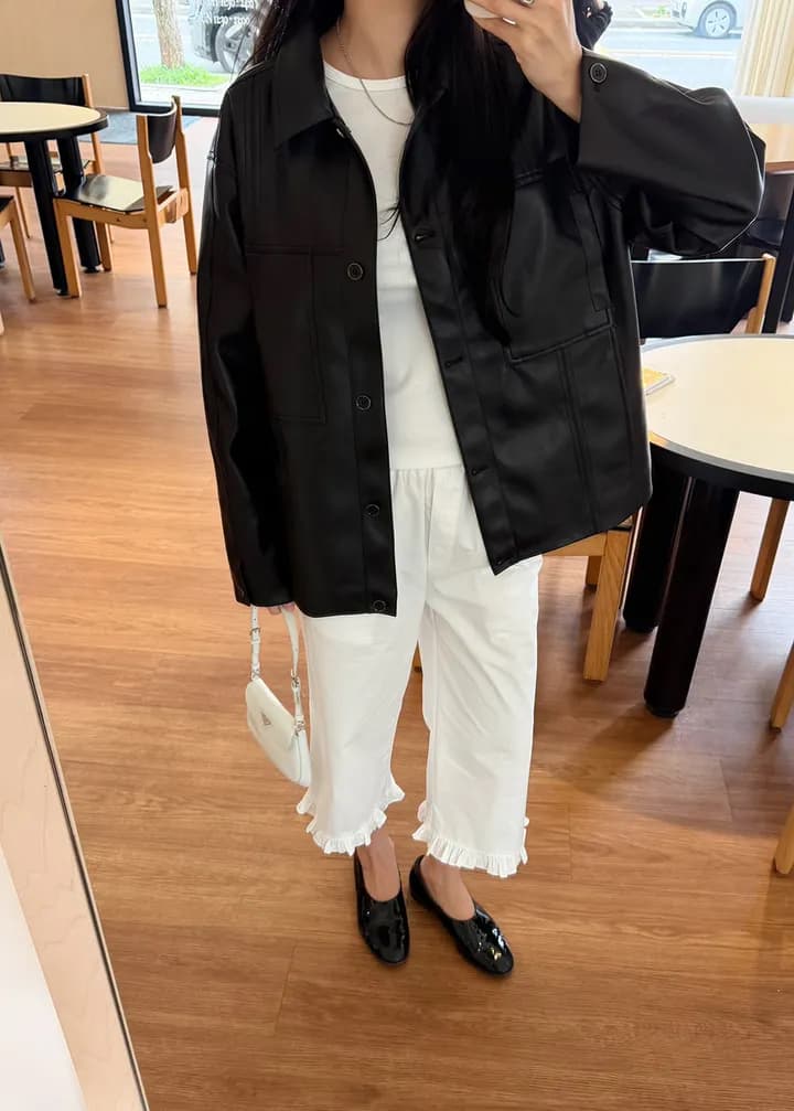 chic 한 부서 이른 가을 부드러운 패션 세 버클 연령 감소 프릴 캐주얼 미니멀리즘 7부 바지 스트레이트 바지 상세 이미지 11