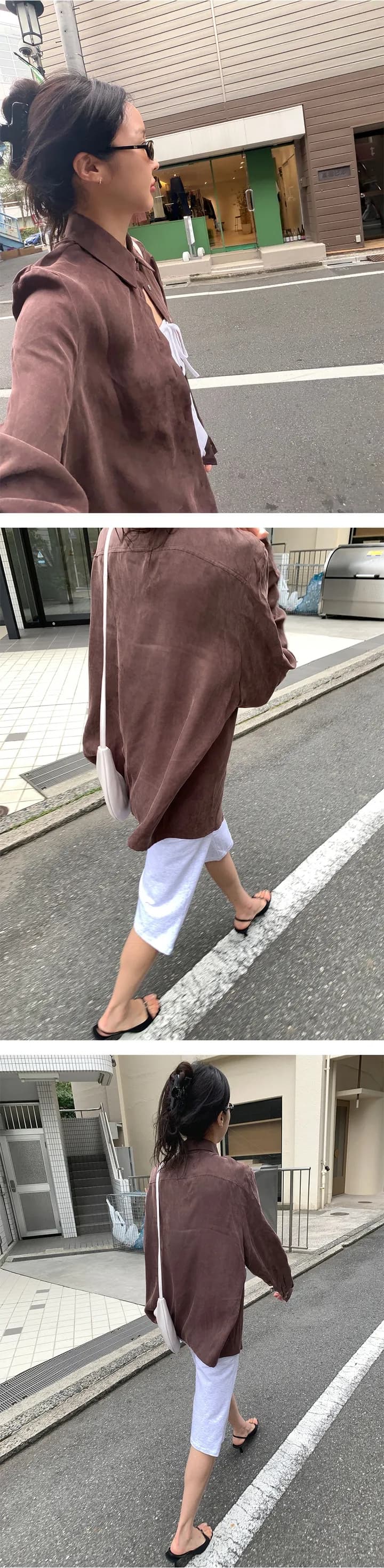 chic 한국 가을 새로운 레트로 개성 품격 느긋한 루즈핏 패션 다용도 셔츠 맨위 상세 이미지 8