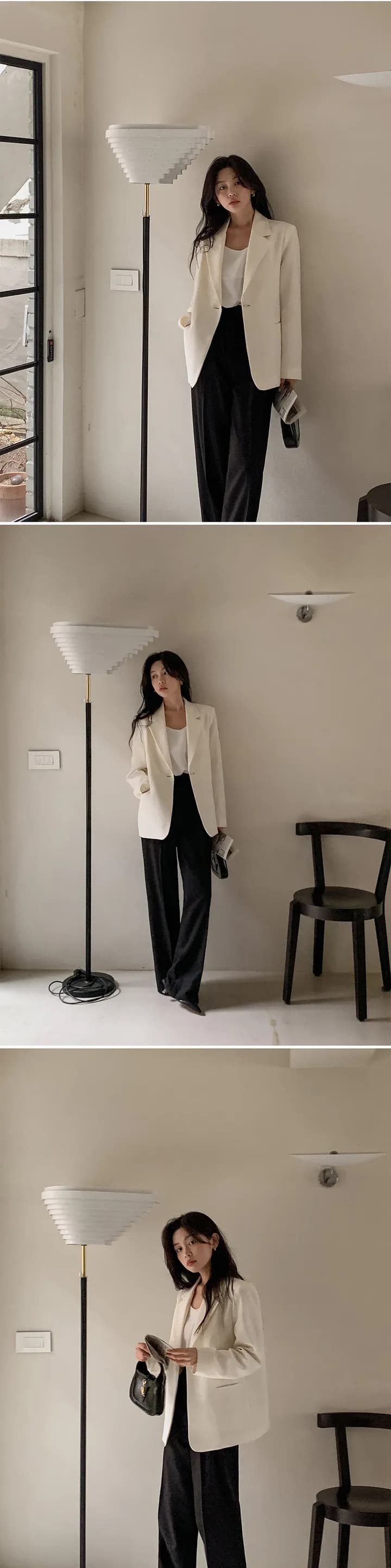 ins 한국 스타일 가을 프랑스식 품격 정장 칼라 단추 한 알 미니멀리즘 레트로 루즈핏 캐주얼 출퇴근 블레이저 상세 이미지 12