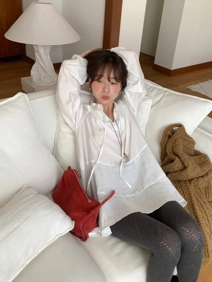 chic 한 부서 이른 가을 프랑스식 부드러운 연령 감소 프릴 레이스업 루즈핏 느긋한 다용도 긴팔 셔츠 맨위 상세 이미지 5