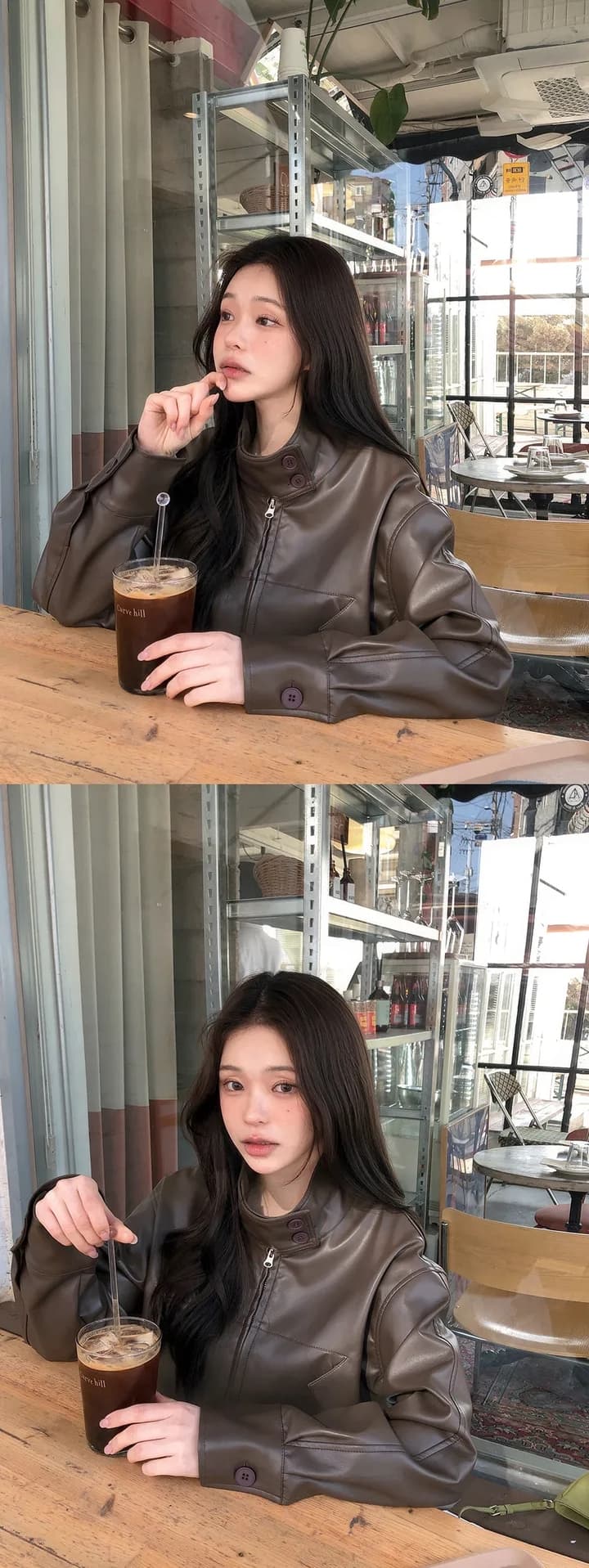 ins 한 부서 가을 겨울 프랑스식 스탠드 칼라 작은 대중 품격 쇼트 스타일 다용도 오토바이 pu 가죽 재킷 재킷 재킷 상세 이미지 5