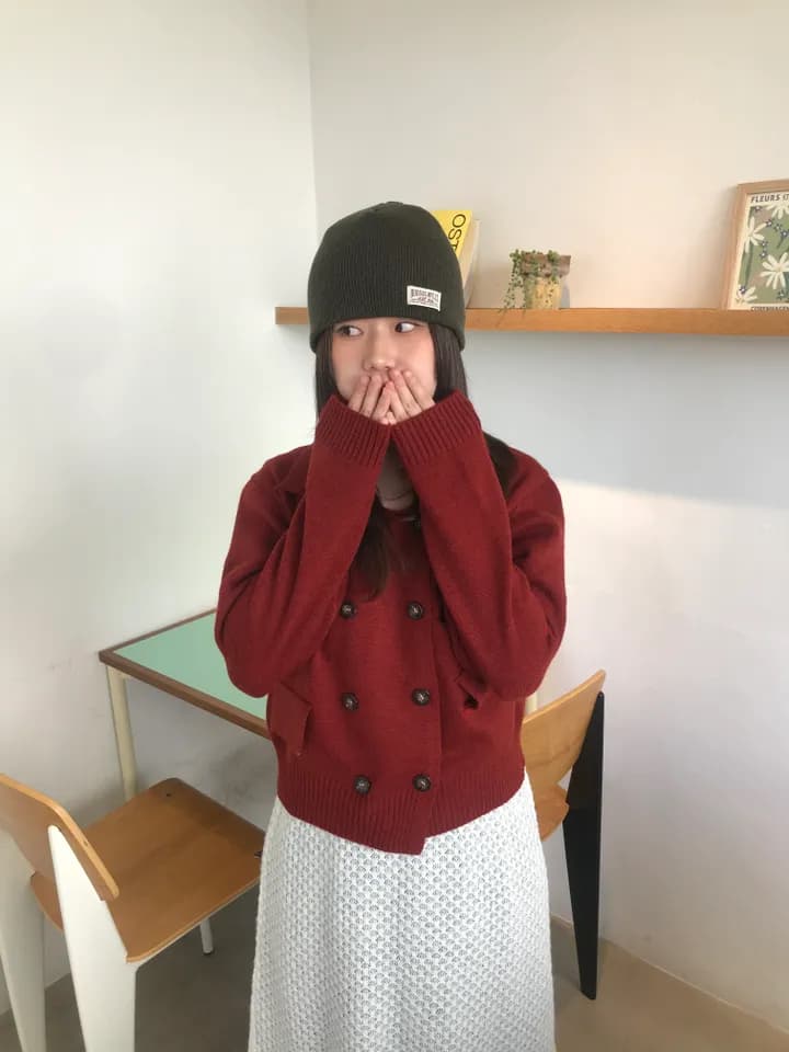 chic 한 부서 가을 겨울 레트로 영국식 이중 버튼 폴로 칼라 패션 연령 감소 쇼트 스타일 니트 스웨터 스웨터 코트 이미지 4