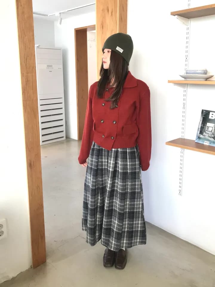 chic 한 부서 가을 겨울 레트로 영국식 이중 버튼 폴로 칼라 패션 연령 감소 쇼트 스타일 니트 스웨터 스웨터 코트 상세 이미지 12