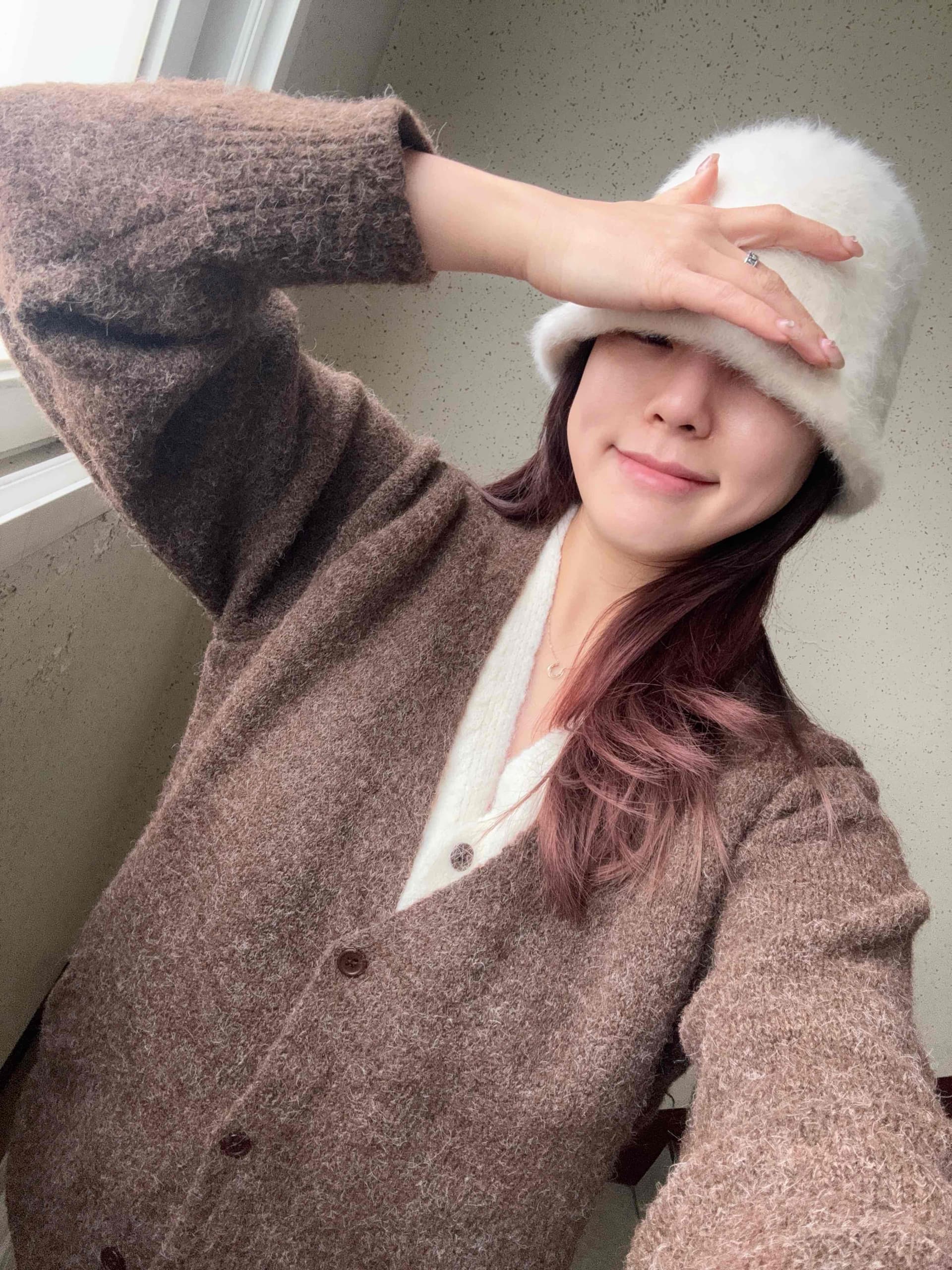 chic 한국 가을 겨울 레트로 느긋한 아름다움 라드. 배색 페이크 레이어드 V넥 캐주얼 오픈 가디건 니트 스웨터 스웨터 상세 이미지 2