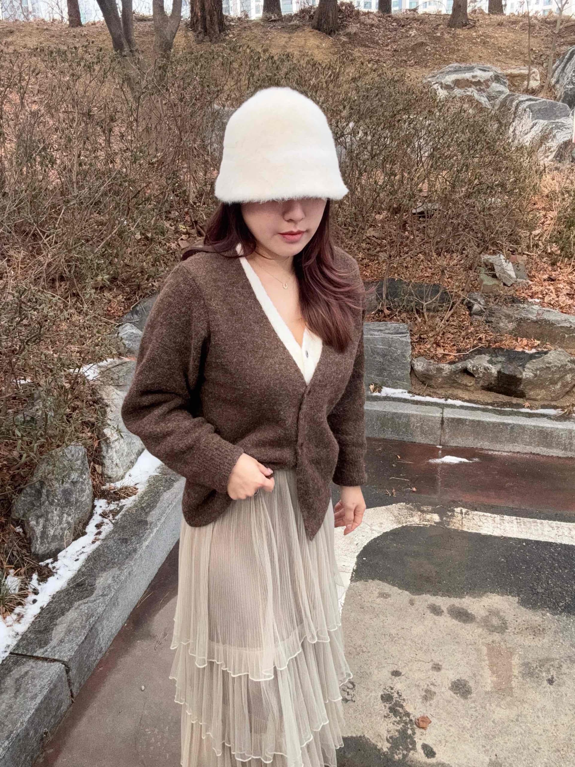chic 한국 가을 겨울 레트로 느긋한 아름다움 라드. 배색 페이크 레이어드 V넥 캐주얼 오픈 가디건 니트 스웨터 스웨터 상세 이미지 18