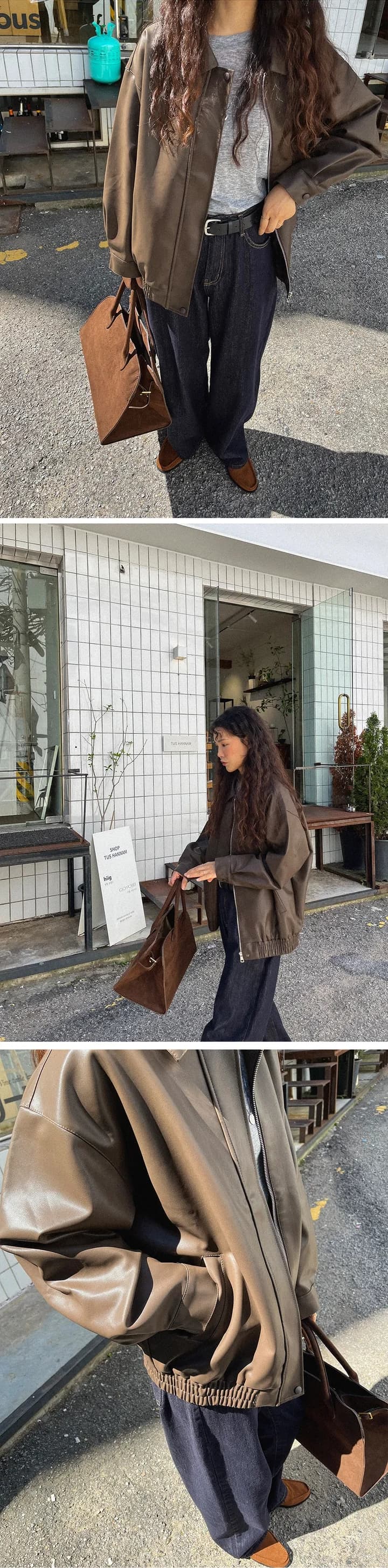 ins 한 부서 가을 겨울 레트로 패션 폴로 칼라 지퍼 개성 품격 오토바이 pu 가죽 재킷 재킷 재킷 상세 이미지 10