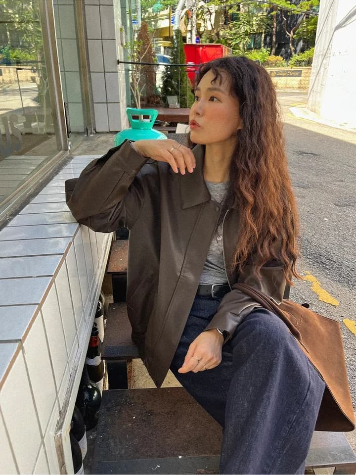ins 한 부서 가을 겨울 레트로 패션 폴로 칼라 지퍼 개성 품격 오토바이 pu 가죽 재킷 재킷 재킷 상세 이미지 13