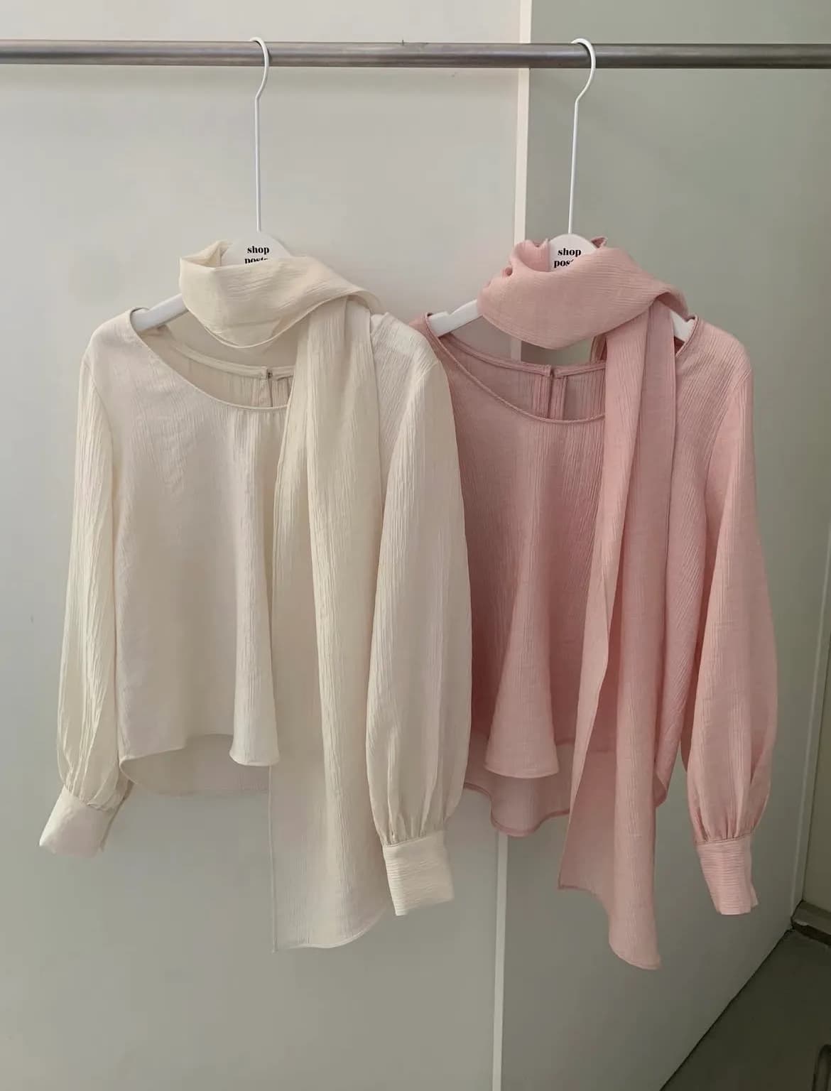 ins 한 부서 프랑스식 u 칼라 부드러운 목도리 레이스업 허리 수축 패션 루즈핏 다용도 셔츠 맨위 상세 이미지 16