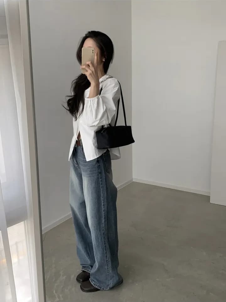 chic 한 부서 프랑스식 부드러운 연령 감소 패션 프릴 나비 매듭 거품 소매 소매 Chic 셔츠 맨위 상세 이미지 16