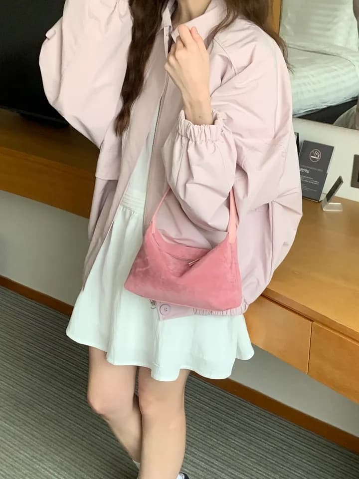 chic 한국 스타일 가을 레트로 폴로 칼라 개성 캐주얼 워크웨어 주머니 지퍼 허리 수축 다용도 루즈핏 재킷 재킷 상세 이미지 11