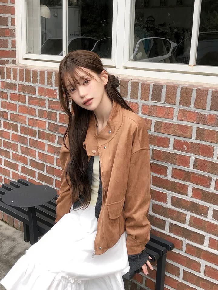 chic 한국 스타일 가을 겨울 패션 레트로 아름다움 라드. 스탠드 칼라 지퍼 스웨이드 원단 야구 유니폼 다용도 재킷 재킷 상세 이미지 15