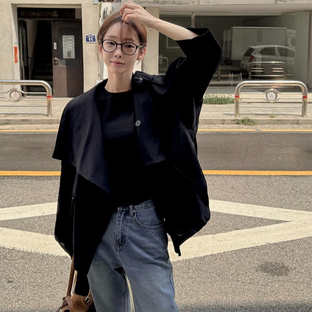chic 한 부서 가을 패션 레트로 영국식 바람 이중 버튼 워크웨어 캐주얼 루즈핏 바람막이 재킷 재킷 이미지 2