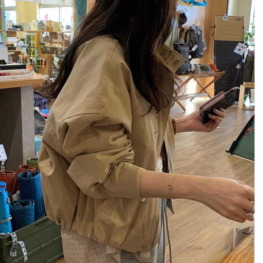 chic 한 부서 가을 겨울 레트로 터틀넥 워크웨어 지퍼 어둠 버클 개성 패션 다용도 쇼트 스타일 재킷 재킷 상세 이미지 7