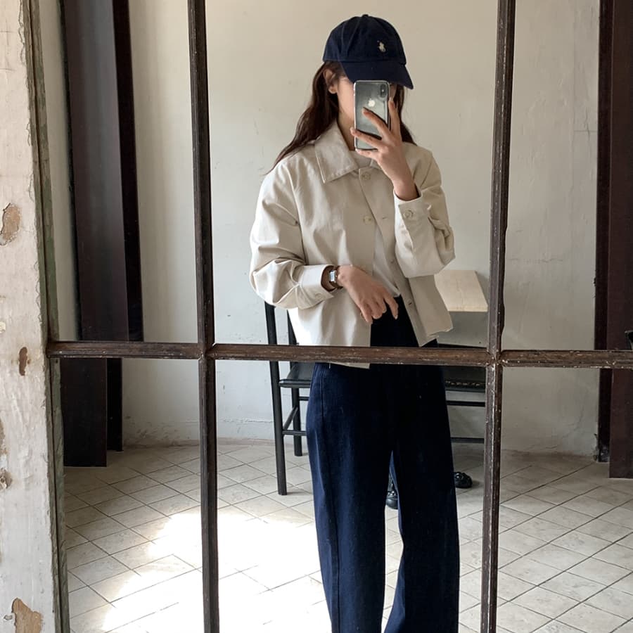 chic 한국 스타일 가을 레트로 폴로 칼라 싱글 줄 버튼 작은 대중 미니멀리즘 다용도 쇼트 스타일 재킷 재킷 재킷 상세 이미지 11