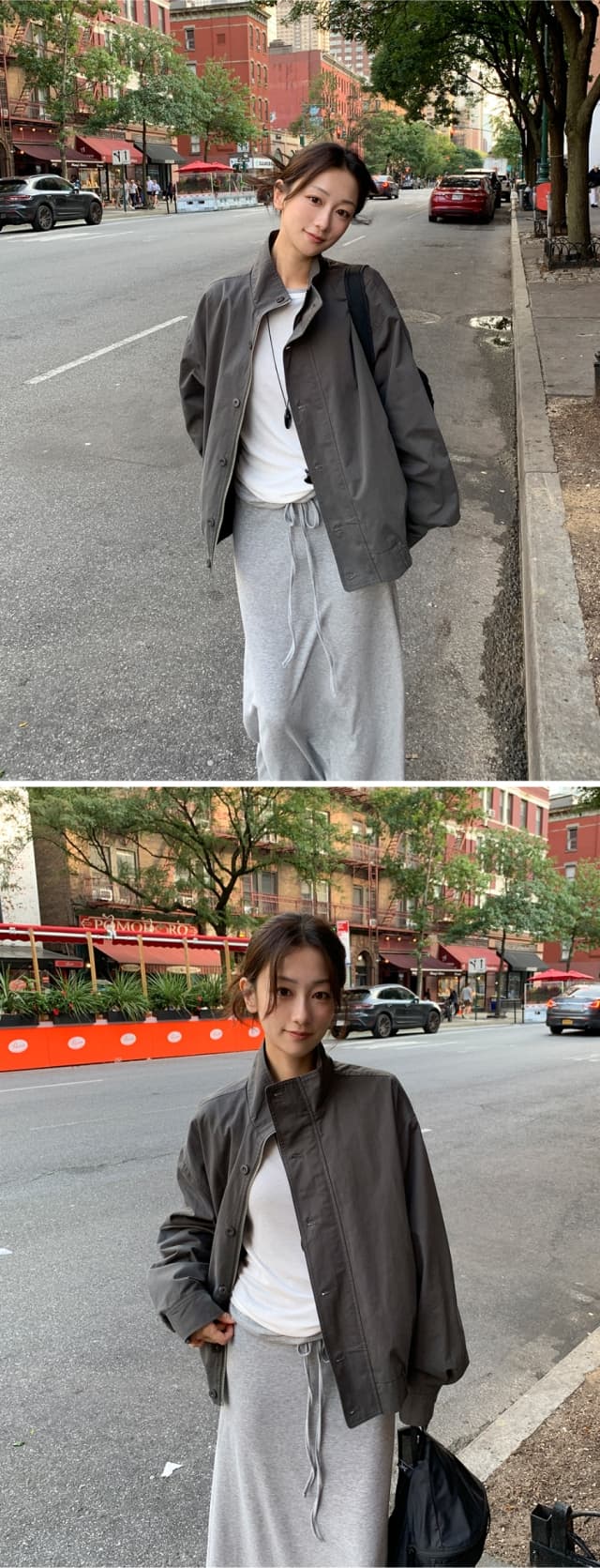 chic 한 부서 가을 겨울 레트로 터틀넥 워크웨어 지퍼 단추 밴딩 허리 수축 다용도 쇼트 스타일 재킷 재킷 상세 이미지 10