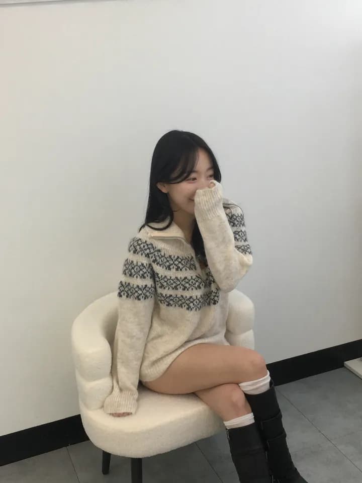 chic 한 부서 가을 겨울 레트로 공정한 섬 무늬 터틀넥 보온 느긋한 루즈핏 캐주얼 니트 스웨터 스웨터 상세 이미지 2