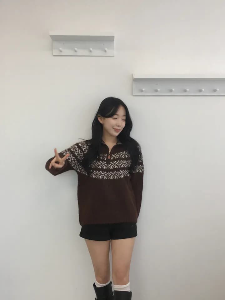 chic 한 부서 가을 겨울 레트로 공정한 섬 무늬 터틀넥 보온 느긋한 루즈핏 캐주얼 니트 스웨터 스웨터 상세 이미지 8