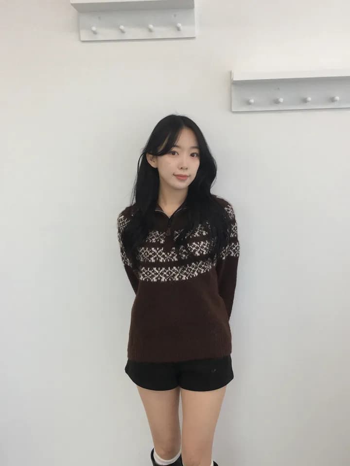 chic 한 부서 가을 겨울 레트로 공정한 섬 무늬 터틀넥 보온 느긋한 루즈핏 캐주얼 니트 스웨터 스웨터 상세 이미지 14
