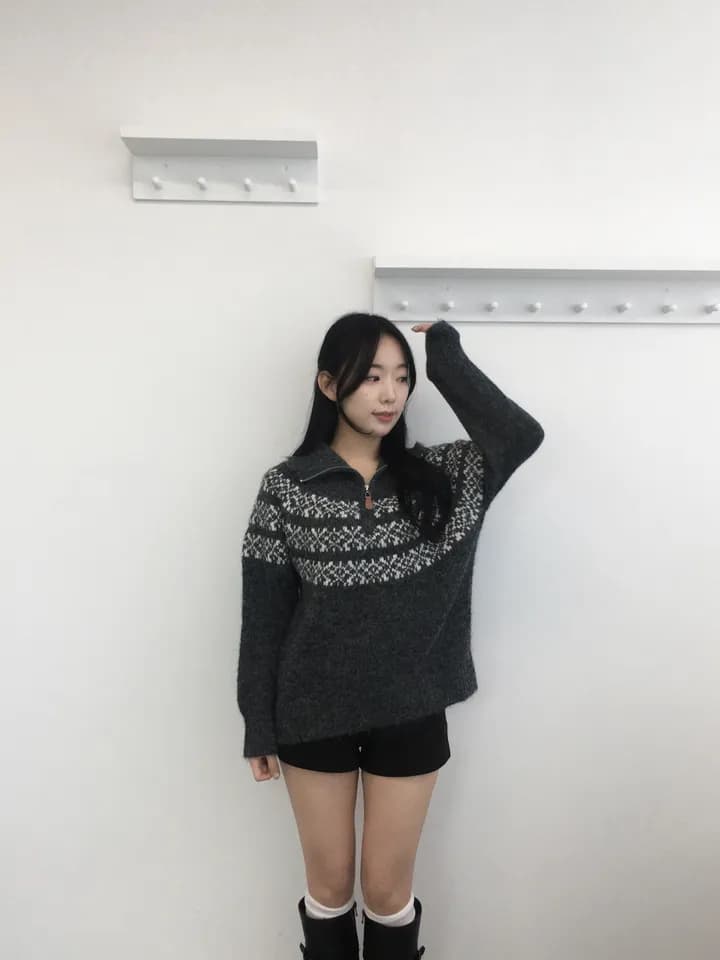 chic 한 부서 가을 겨울 레트로 공정한 섬 무늬 터틀넥 보온 느긋한 루즈핏 캐주얼 니트 스웨터 스웨터 상세 이미지 20
