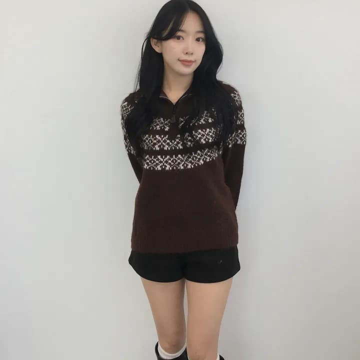 chic 한 부서 가을 겨울 레트로 공정한 섬 무늬 터틀넥 보온 느긋한 루즈핏 캐주얼 니트 스웨터 스웨터