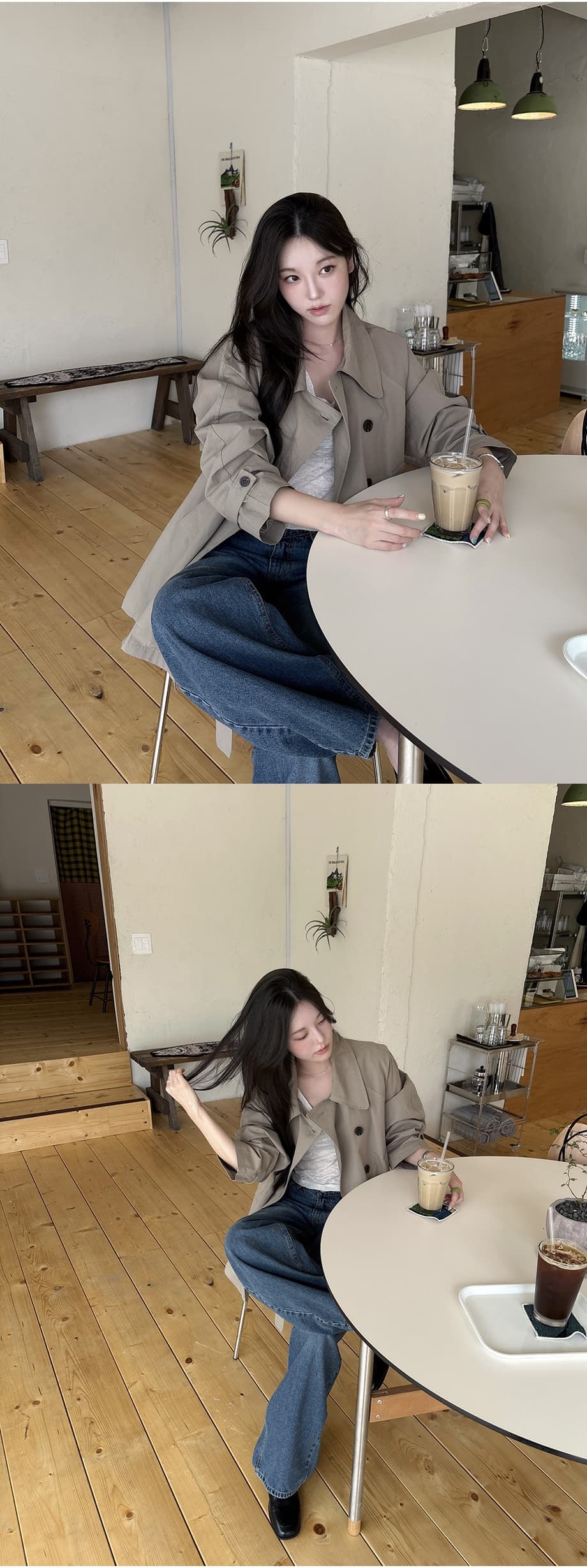 chic 한국 가을 영국식 이중 버튼 패션 느긋한 레이스업 허리 수축 루즈핏 캐주얼 다용도 재킷 재킷 상세 이미지 3