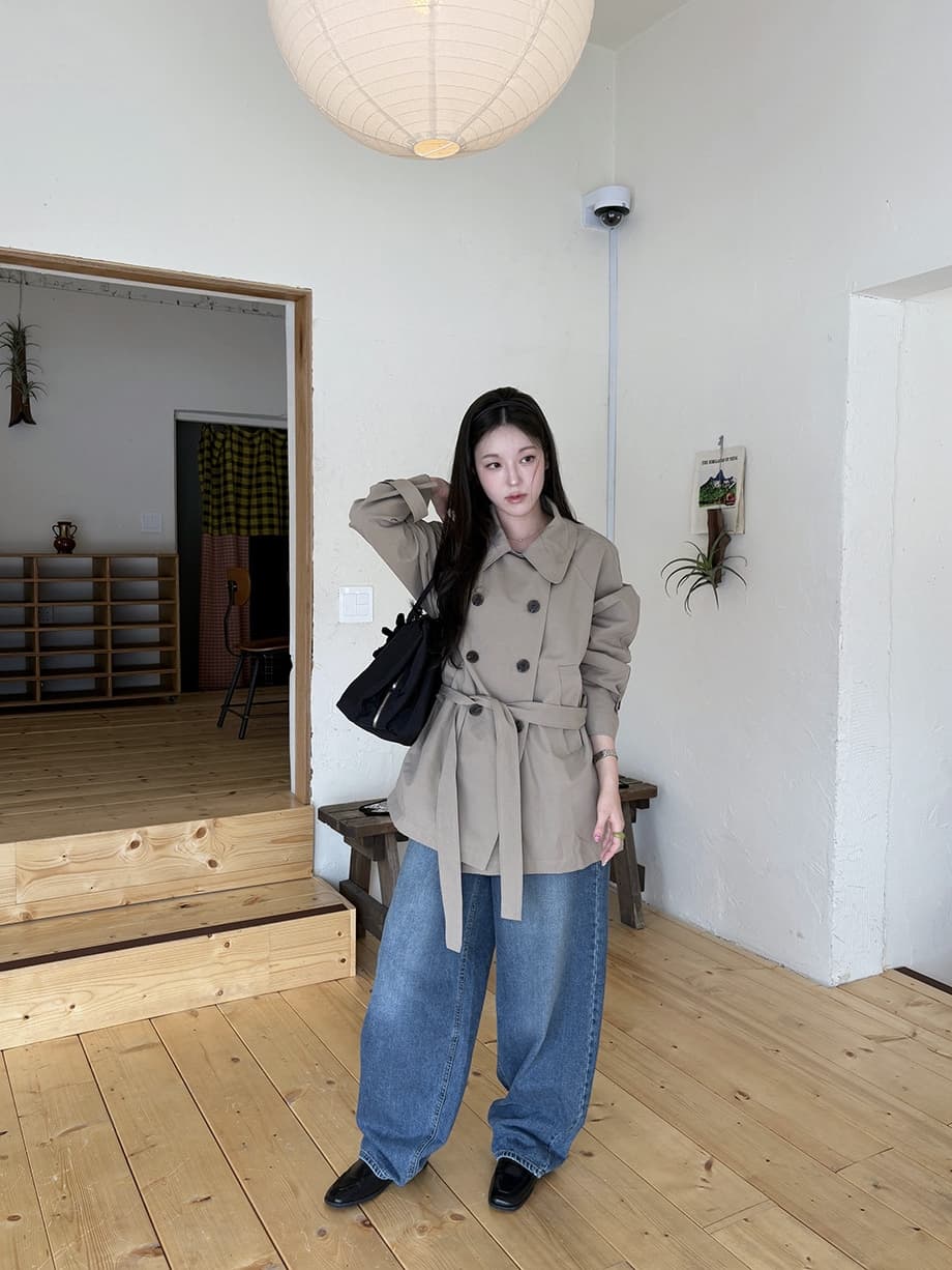 chic 한국 가을 영국식 이중 버튼 패션 느긋한 레이스업 허리 수축 루즈핏 캐주얼 다용도 재킷 재킷 상세 이미지 9