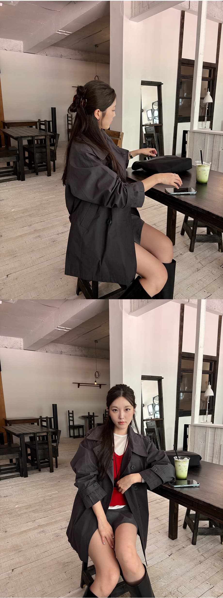 chic 한국 가을 영국식 이중 버튼 패션 느긋한 레이스업 허리 수축 루즈핏 캐주얼 다용도 재킷 재킷 상세 이미지 12