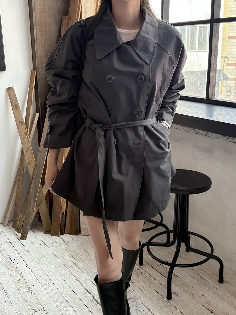 chic 한국 가을 영국식 이중 버튼 패션 느긋한 레이스업 허리 수축 루즈핏 캐주얼 다용도 재킷 재킷 상세 이미지 13