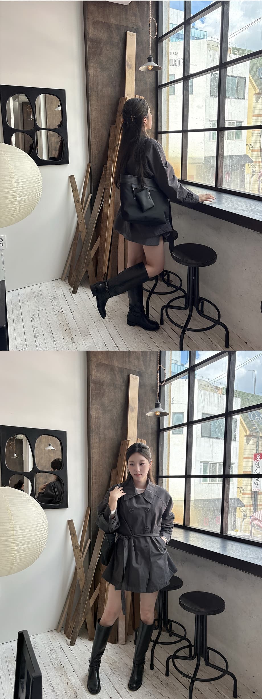 chic 한국 가을 영국식 이중 버튼 패션 느긋한 레이스업 허리 수축 루즈핏 캐주얼 다용도 재킷 재킷 상세 이미지 15