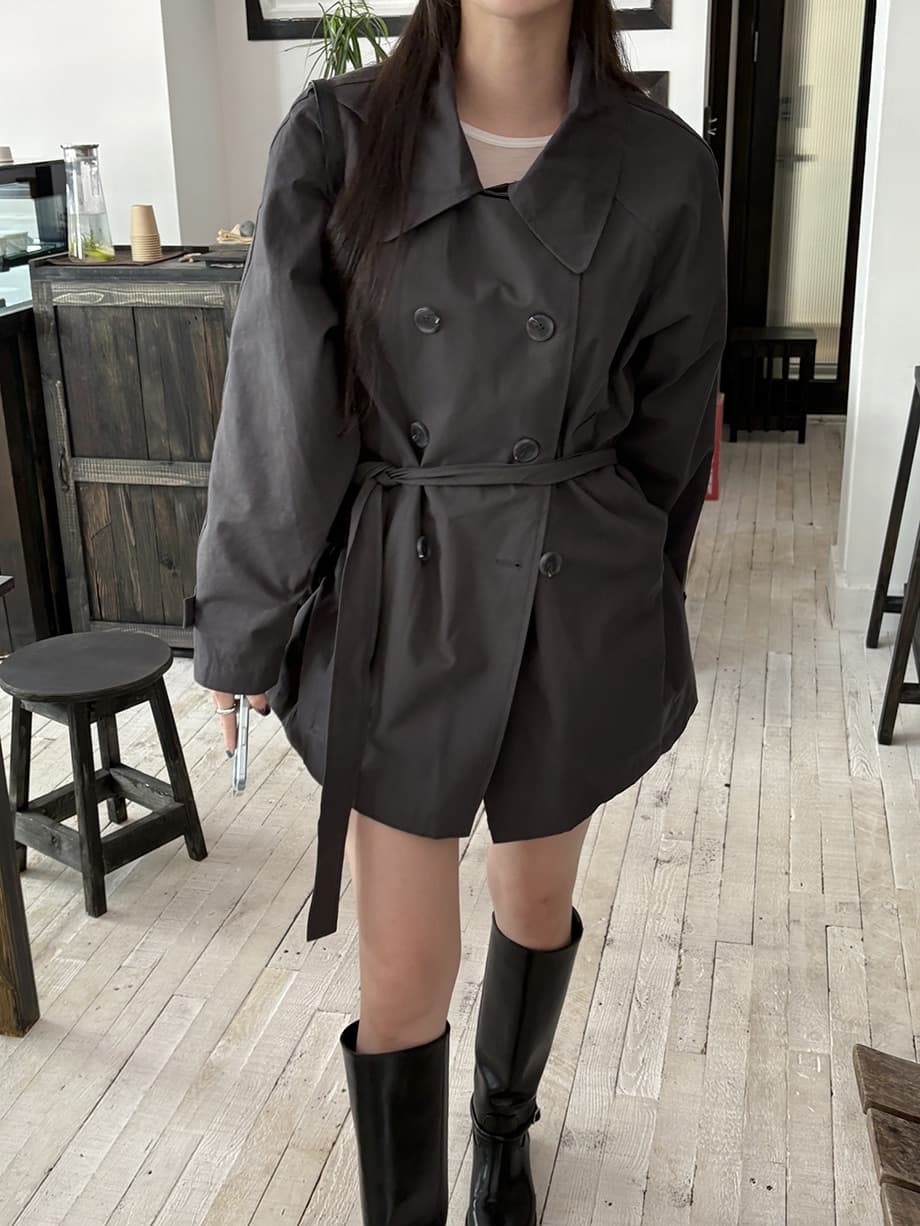 chic 한국 가을 영국식 이중 버튼 패션 느긋한 레이스업 허리 수축 루즈핏 캐주얼 다용도 재킷 재킷 상세 이미지 17