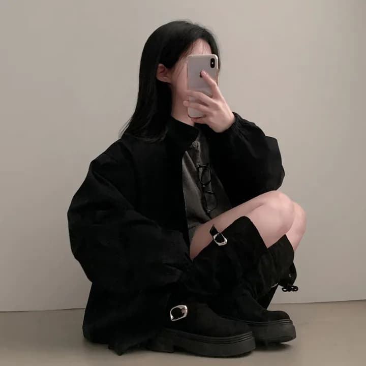 chic 한국 가을 레트로 폴로 칼라 캐주얼 워크웨어 지퍼 어둠 버클 펌프 로프 허리 수축 바람막이 재킷 재킷 상세 이미지 13