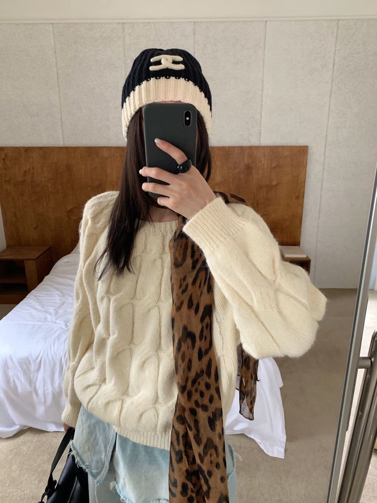 chic 한 부서 가을 겨울 새로운 패션 비스듬한 어깨 꽈배기 느긋한 캐주얼 풀오버 니트 스웨터 맨위 상세 이미지 5