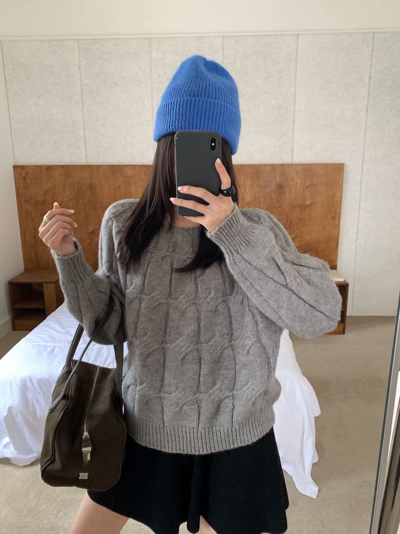 chic 한 부서 가을 겨울 새로운 패션 비스듬한 어깨 꽈배기 느긋한 캐주얼 풀오버 니트 스웨터 맨위 상세 이미지 11