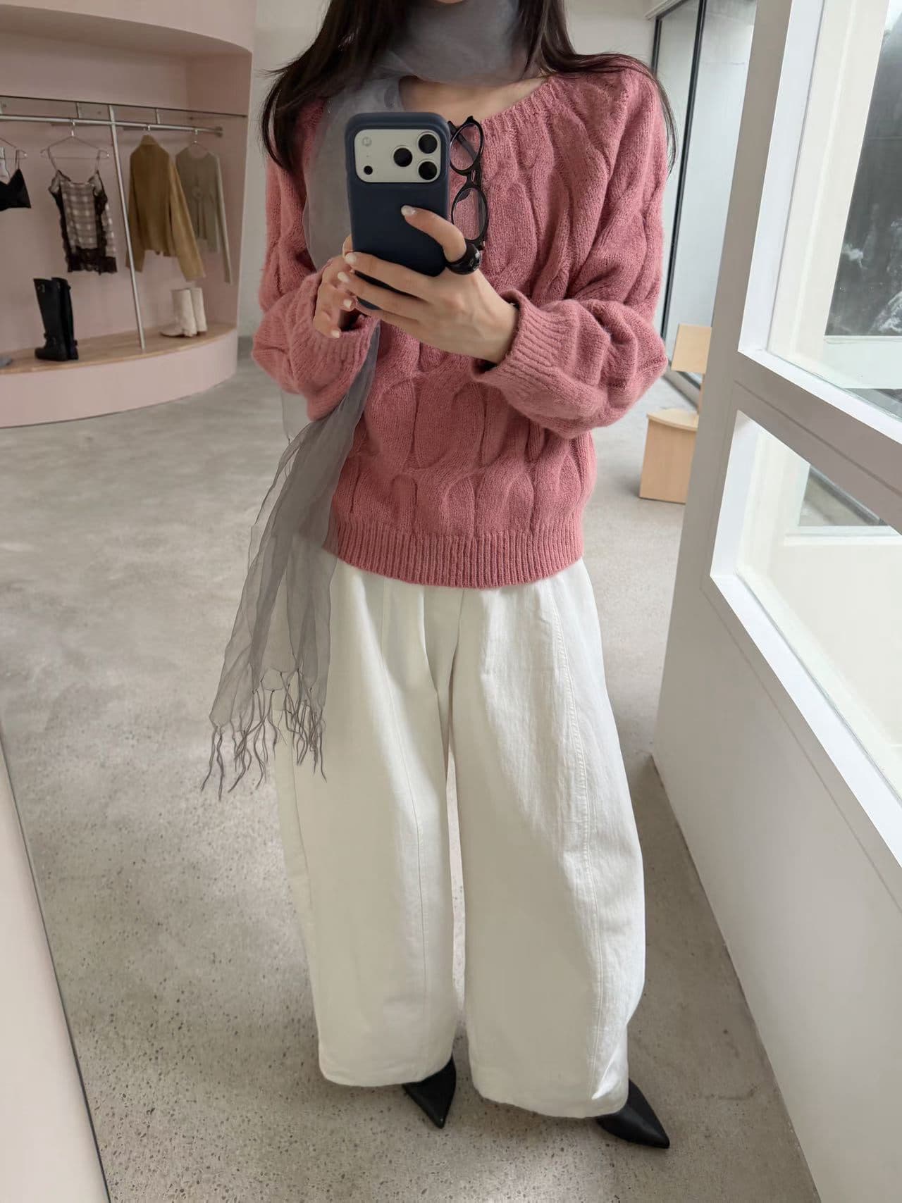 chic 한 부서 가을 겨울 새로운 패션 비스듬한 어깨 꽈배기 느긋한 캐주얼 풀오버 니트 스웨터 맨위 상세 이미지 20
