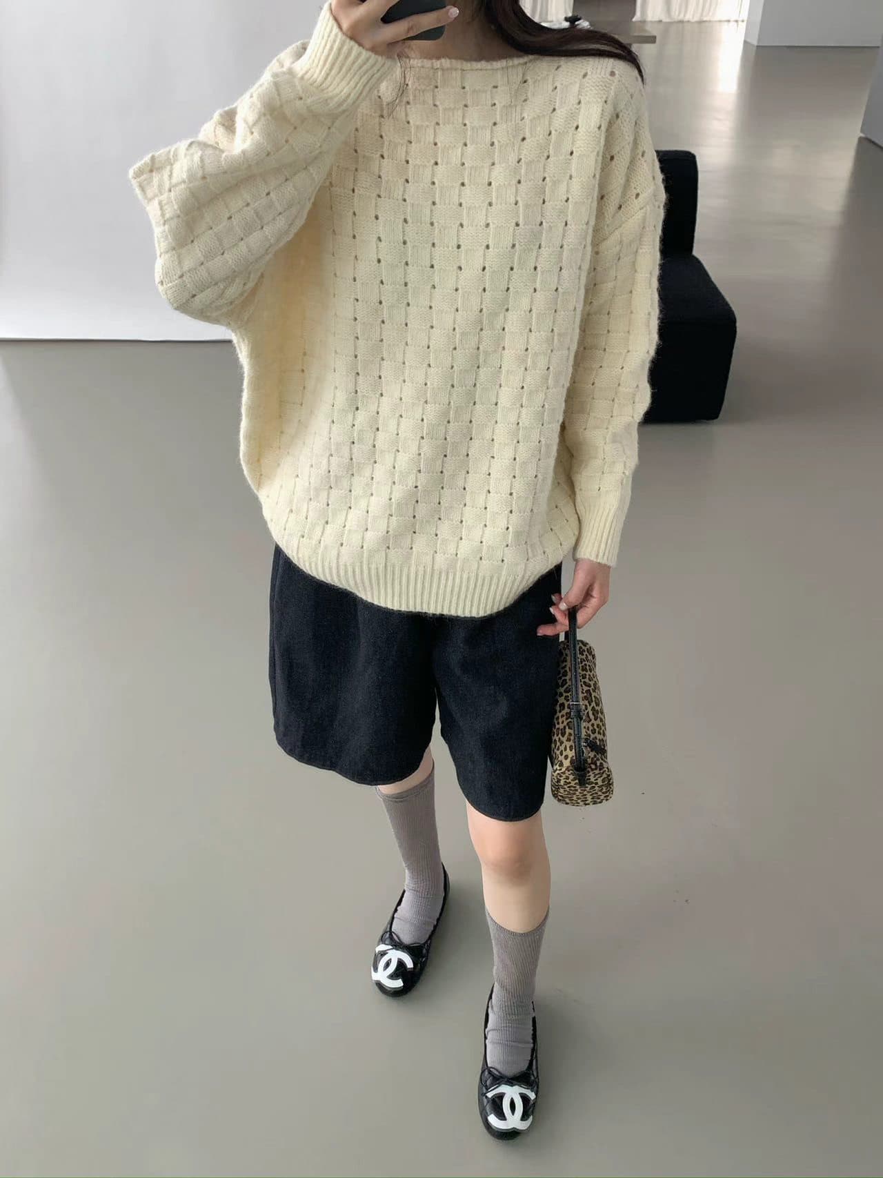 chic 한 부서 가을 겨울 느긋한 작은 대중 후아 남편 그리드 풀오버 루즈핏 캐주얼 다용도 니트 스웨터 스웨터 맨위 상세 이미지 3