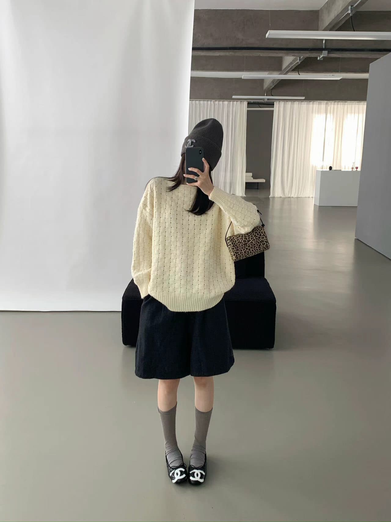 chic 한 부서 가을 겨울 느긋한 작은 대중 후아 남편 그리드 풀오버 루즈핏 캐주얼 다용도 니트 스웨터 스웨터 맨위 상세 이미지 4