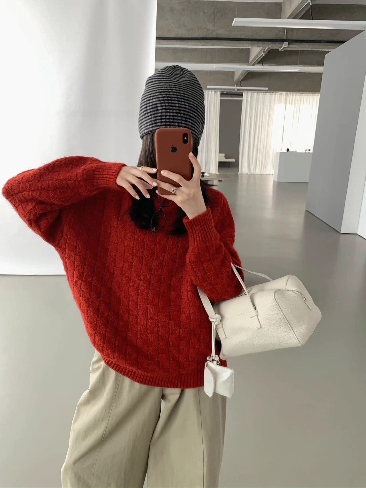 chic 한 부서 가을 겨울 느긋한 작은 대중 후아 남편 그리드 풀오버 루즈핏 캐주얼 다용도 니트 스웨터 스웨터 맨위 상세 이미지 8
