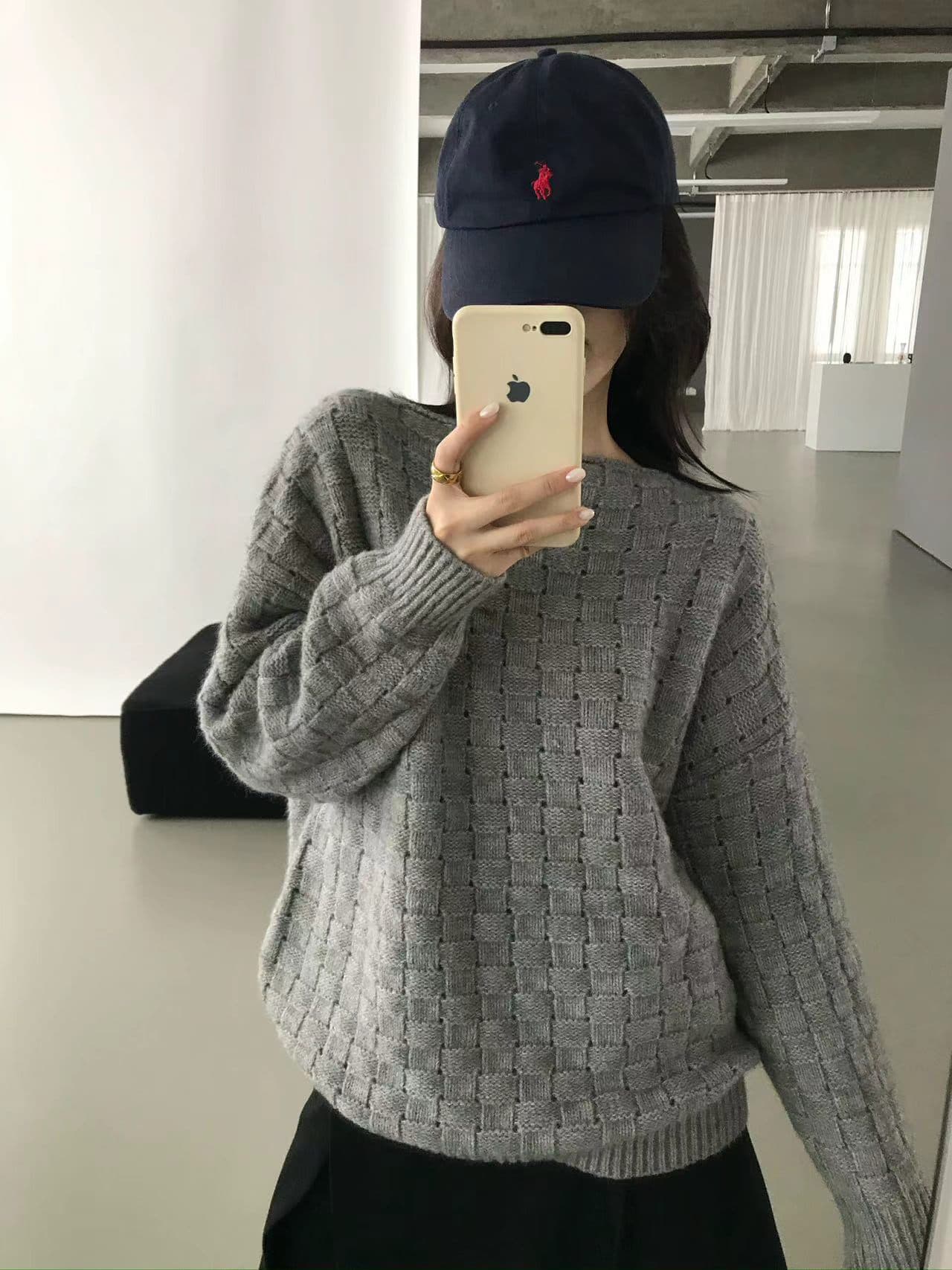 chic 한 부서 가을 겨울 느긋한 작은 대중 후아 남편 그리드 풀오버 루즈핏 캐주얼 다용도 니트 스웨터 스웨터 맨위 상세 이미지 9