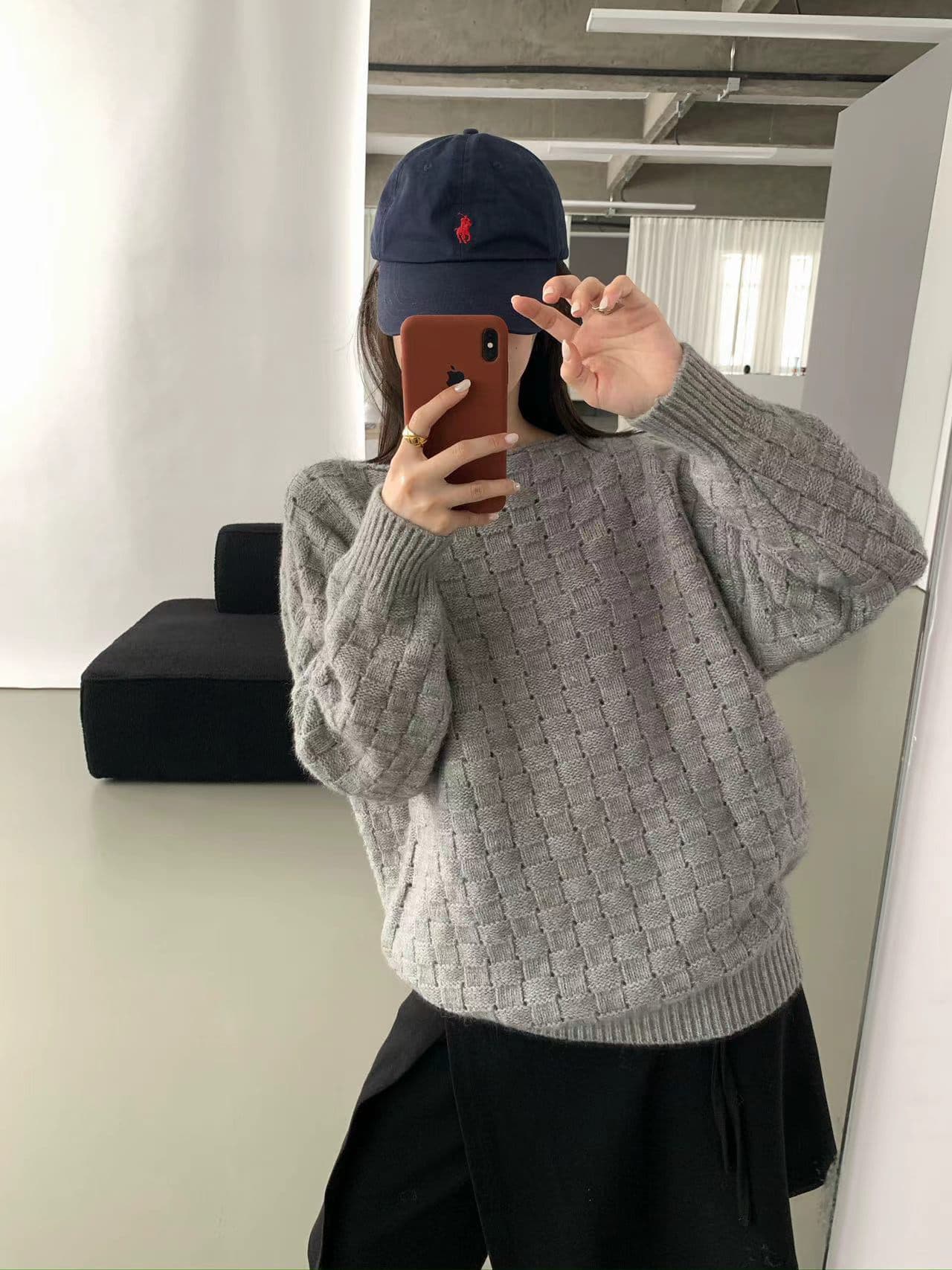 chic 한 부서 가을 겨울 느긋한 작은 대중 후아 남편 그리드 풀오버 루즈핏 캐주얼 다용도 니트 스웨터 스웨터 맨위 상세 이미지 10