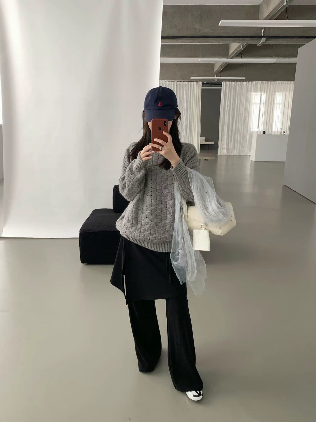 chic 한 부서 가을 겨울 느긋한 작은 대중 후아 남편 그리드 풀오버 루즈핏 캐주얼 다용도 니트 스웨터 스웨터 맨위 상세 이미지 12