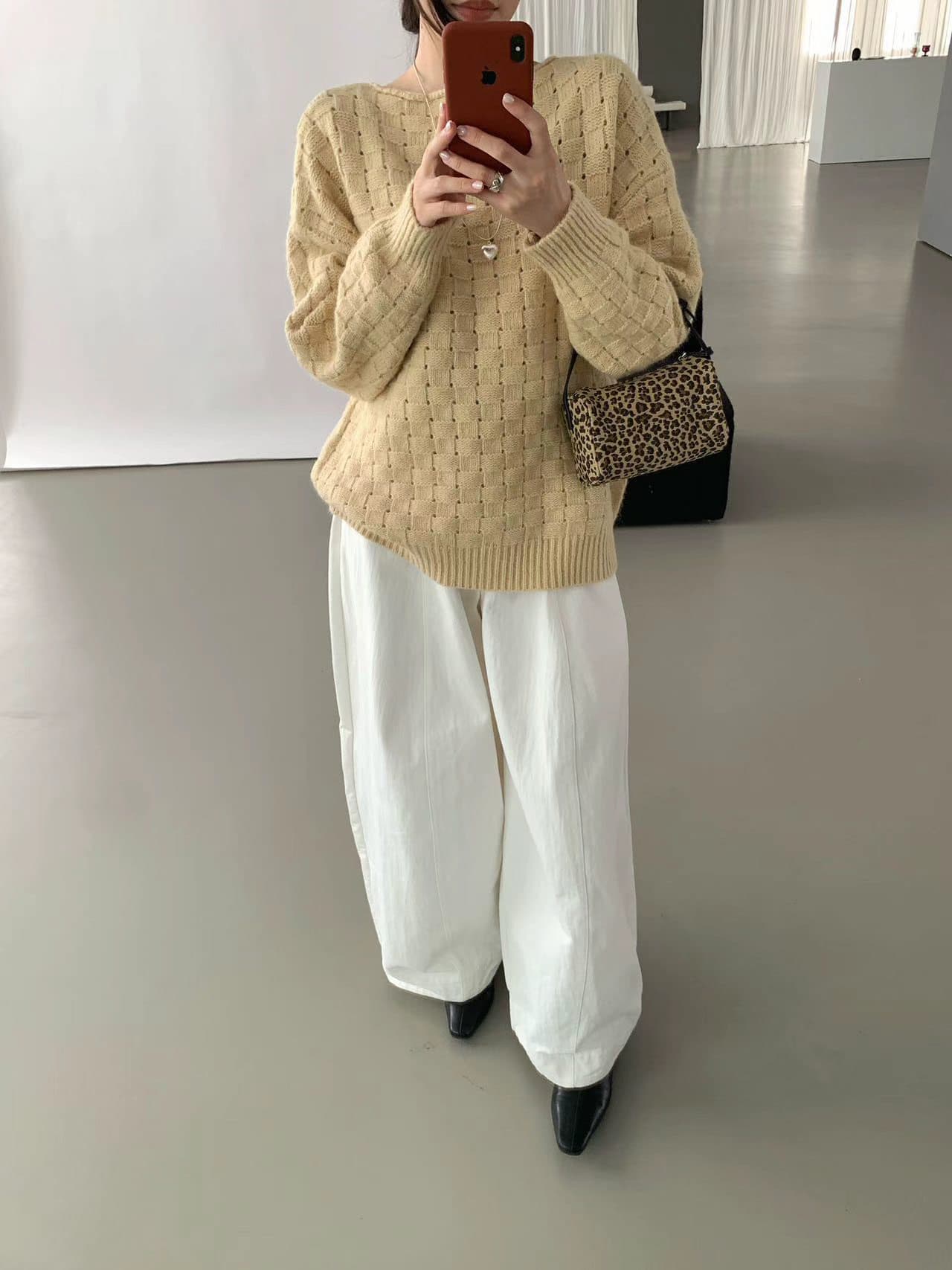 chic 한 부서 가을 겨울 느긋한 작은 대중 후아 남편 그리드 풀오버 루즈핏 캐주얼 다용도 니트 스웨터 스웨터 맨위 상세 이미지 13