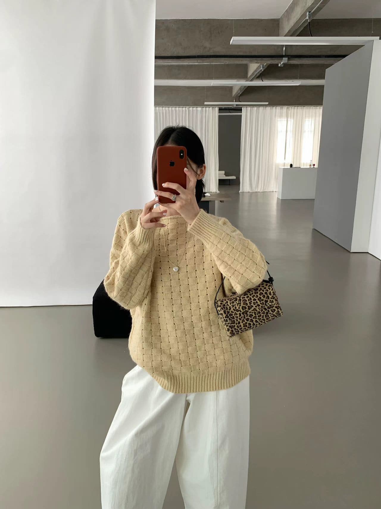 chic 한 부서 가을 겨울 느긋한 작은 대중 후아 남편 그리드 풀오버 루즈핏 캐주얼 다용도 니트 스웨터 스웨터 맨위 상세 이미지 15
