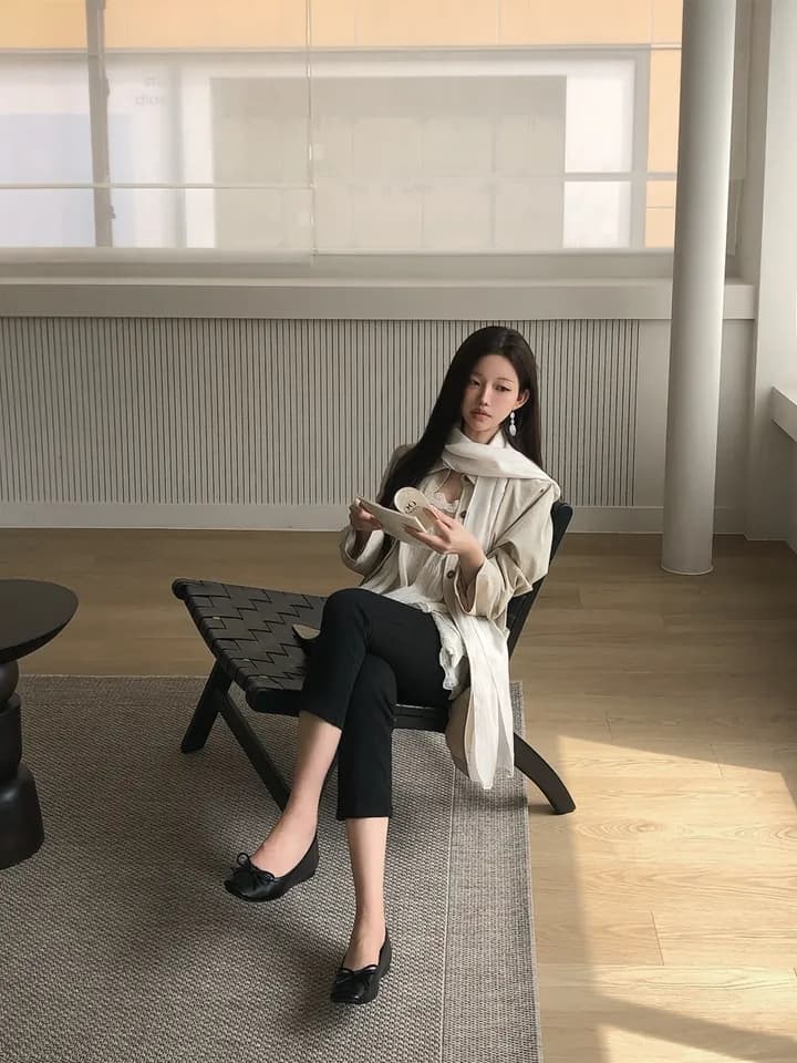 chic 한국 스타일 가을 레트로 캐주얼 미니멀리즘 폴로 칼라 싱글 줄 버튼 작은 대중 다용도 중간 길이 재킷 재킷 상세 이미지 8