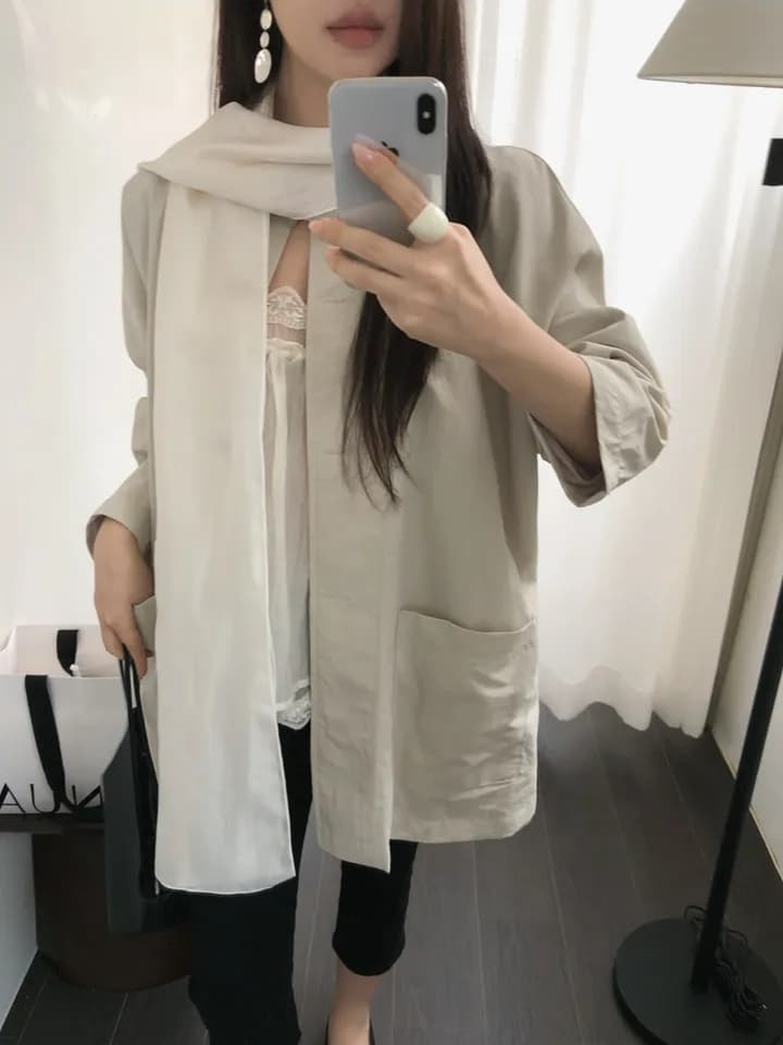 chic 한국 스타일 가을 레트로 캐주얼 미니멀리즘 폴로 칼라 싱글 줄 버튼 작은 대중 다용도 중간 길이 재킷 재킷 상세 이미지 10