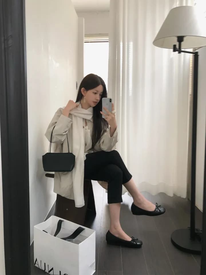 chic 한국 스타일 가을 레트로 캐주얼 미니멀리즘 폴로 칼라 싱글 줄 버튼 작은 대중 다용도 중간 길이 재킷 재킷 상세 이미지 12